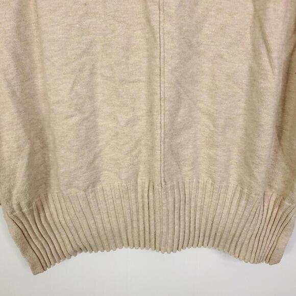 Evereve Sweater Womens XS V Neck Split Front Seam Neutral Ribbed Sleeve - Picture 3 of 9
